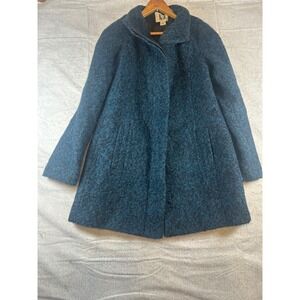 Anne Klein Textured Teal Wool Blend A-Line Coat Size Small